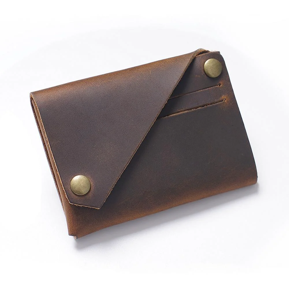 Sustainable Leandro Tarjetero vintage de piel de vaca Soft