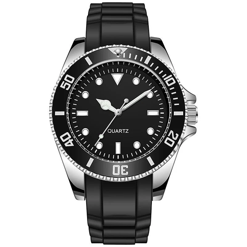 Elegant Victor Reloj deportivo de acero inoxidable con correa de caucho Powerful