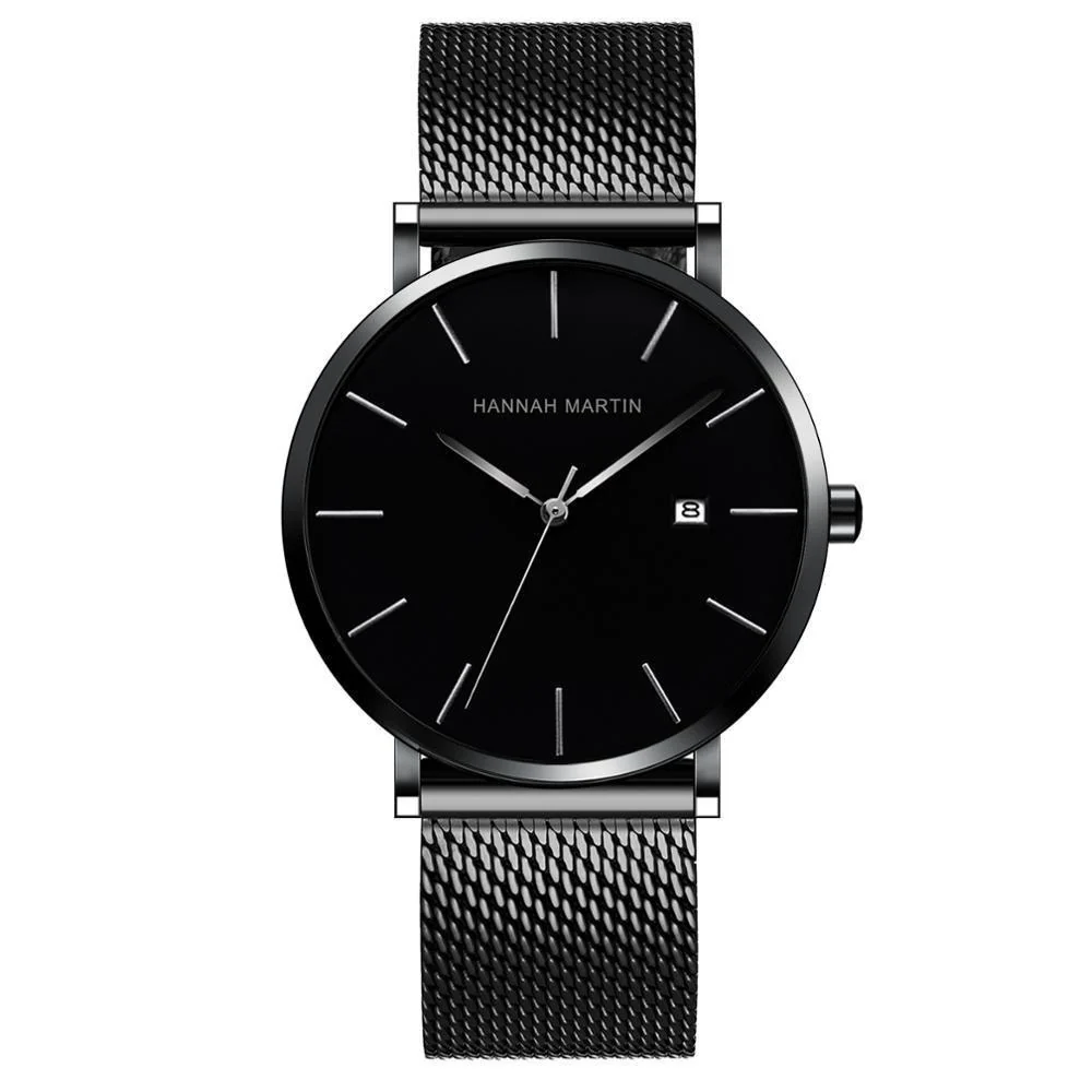 Easy-to-Use Albert Nero Reloj clásico de caballero con correa milanesa Organic