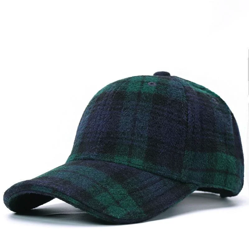 Recyclable Gorra de béisbol de lana a cuadros Sophisticated