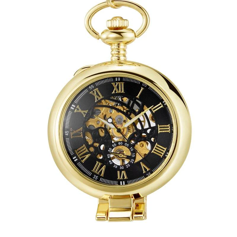 Superior Olaf Orkina Reloj de bolsillo mecánico esqueleto dorado Carefully Designed