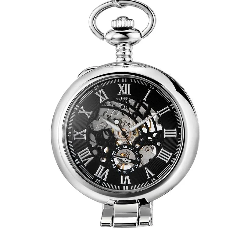 Unique Olaf Reloj de bolsillo mecánico esqueleto Orkina Plata Top-Quality
