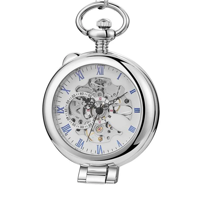 Convenient Olaf Reloj de bolsillo mecánico esqueleto Orkina Plata High-Quality