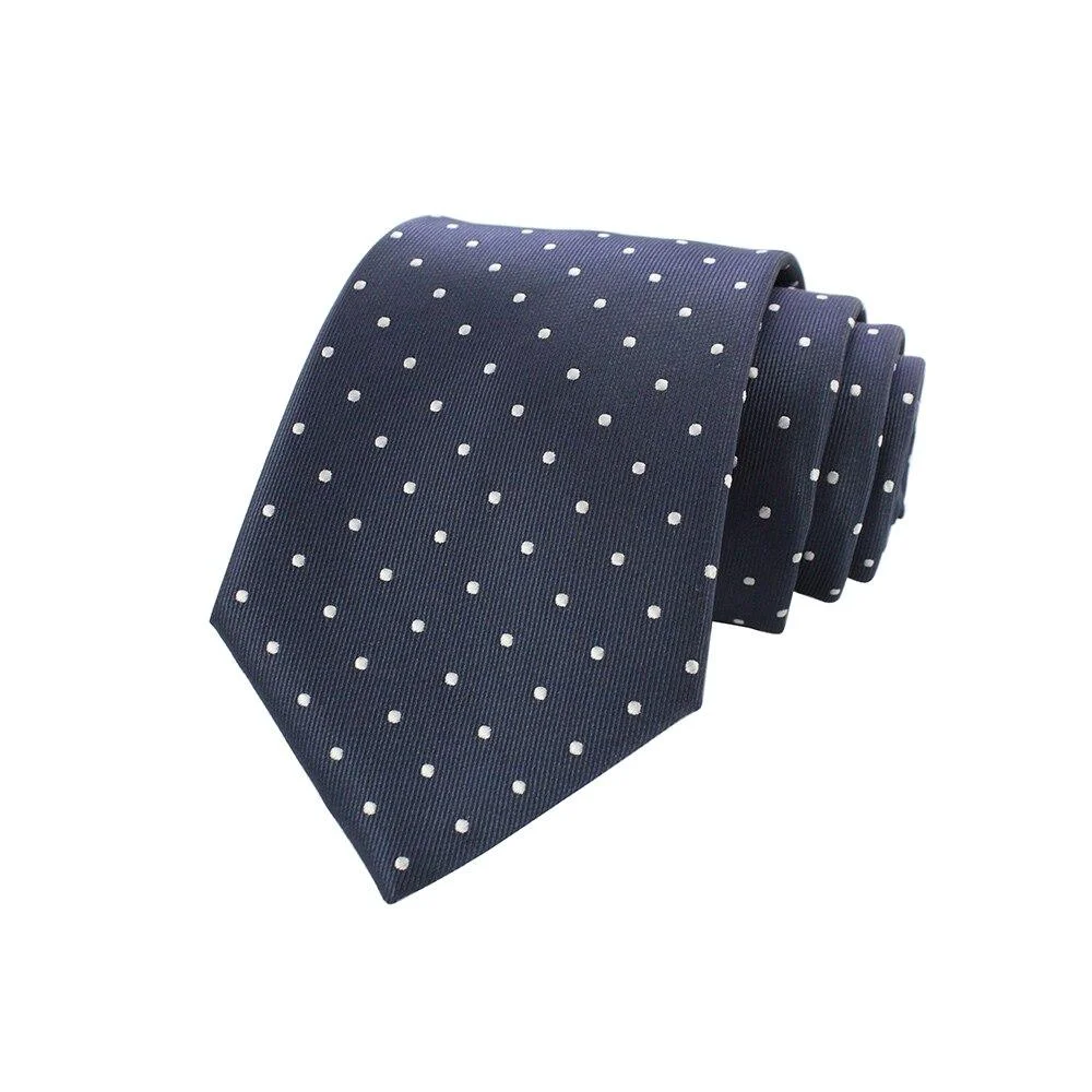 Contemporary Corbata de seda lisa de lunares pequeños Certified