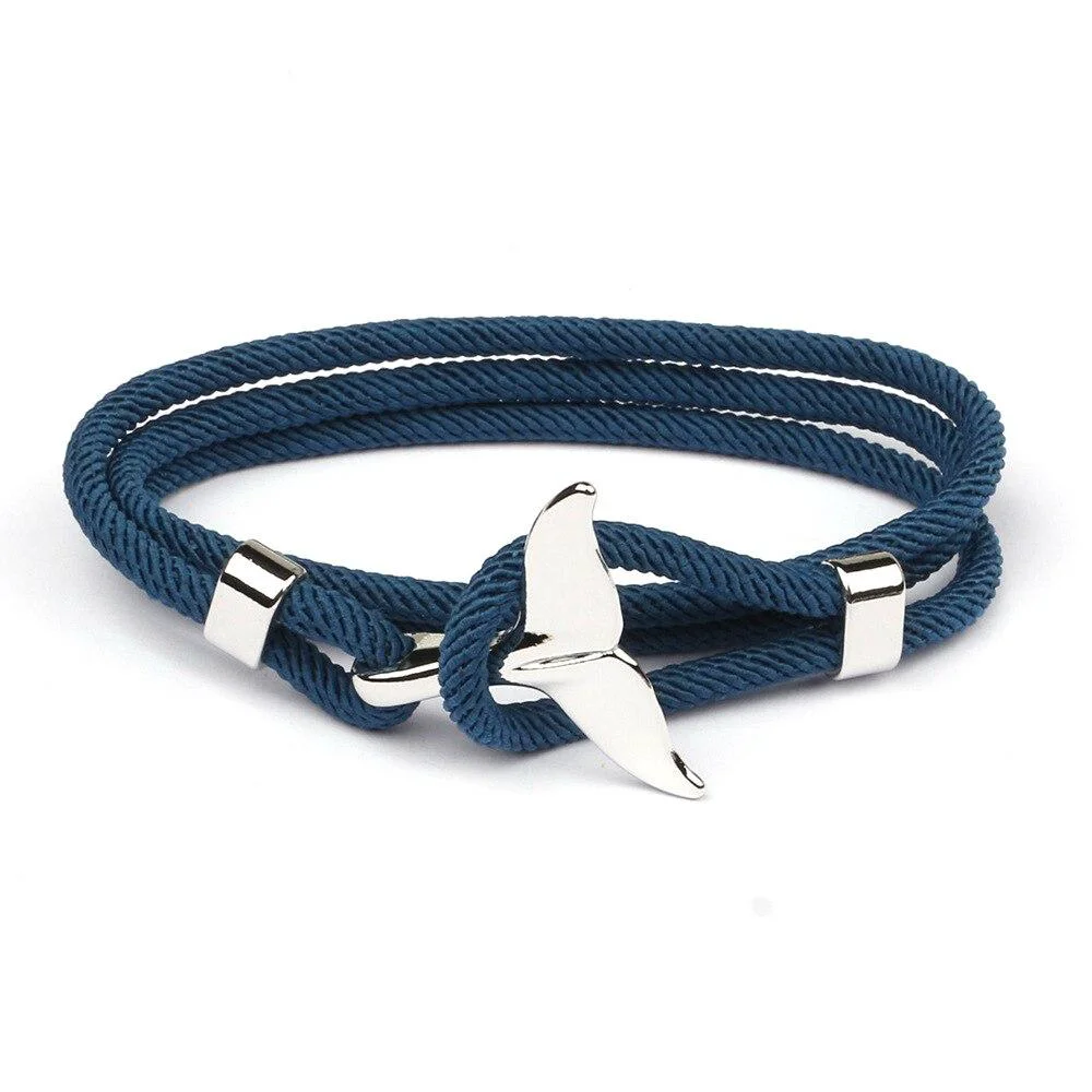 Secure Pulsera de plata con cuerda de cola de ballena Convenient