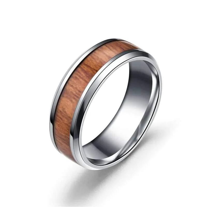 Carefully Designed Anillo de acero inoxidable 316L y grano de madera Consistent