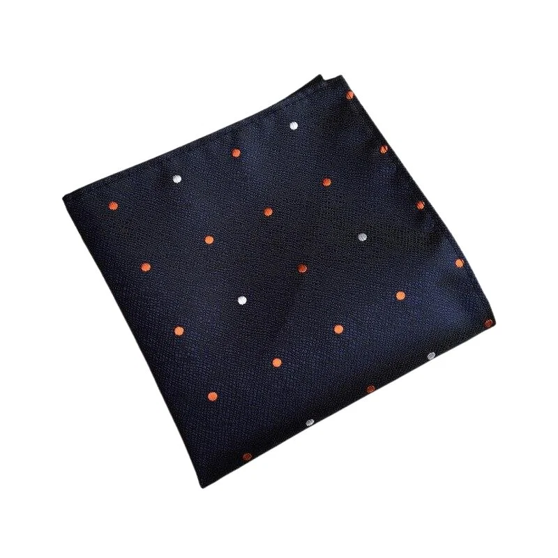 Contemporary Pañuelo de bolsillo de seda con lunares azul marino Modern