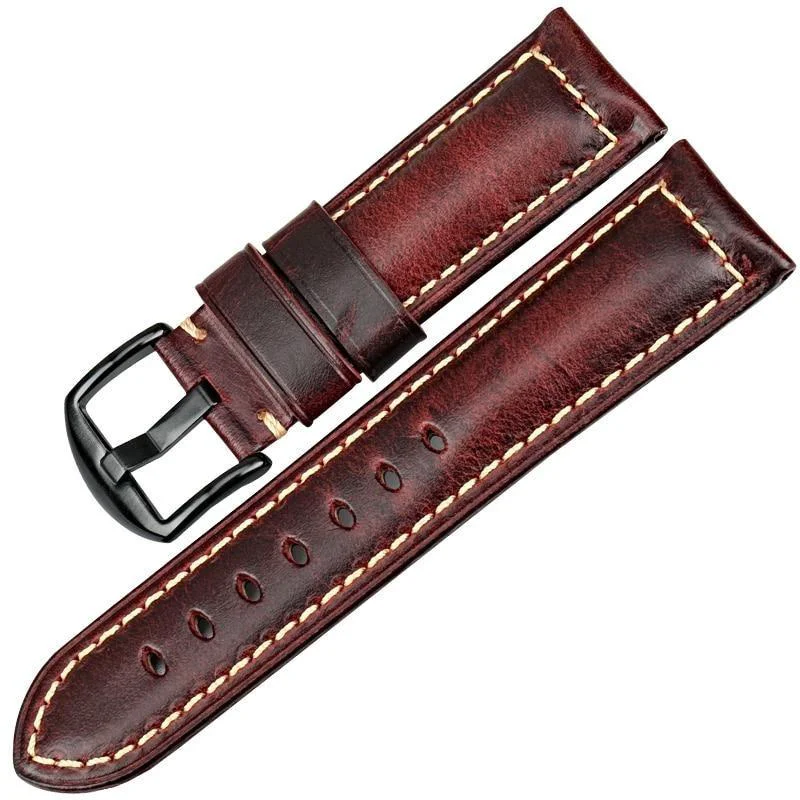 Expertly Made Damien Correa de reloj Vintage de cuero encerado con hebilla negra Effective