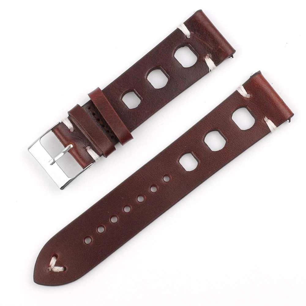 Detailed Hubert Correa de reloj Racing de cuero italiano hecha a mano con hebilla hebijón Casual
