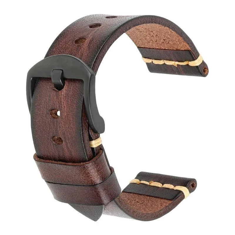 Modern Gaston Correa de reloj de piel de becerro curtida con hebilla hebijón negra Fine