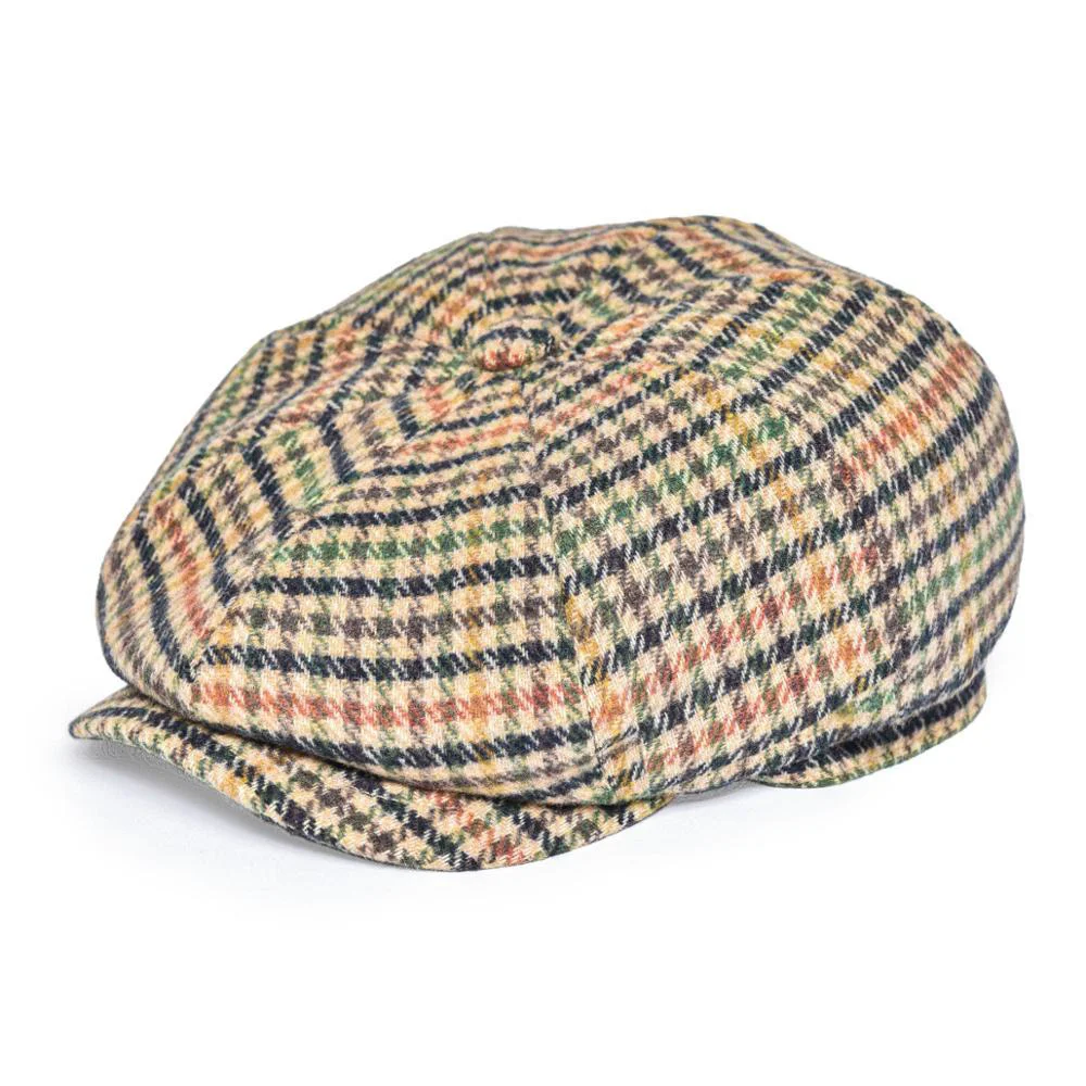 Modern Houndstooth Tweed Newsboy Gorra Minimalist