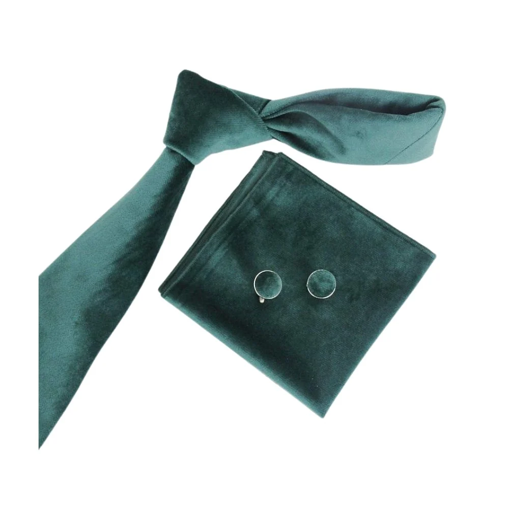 Sophisticated Set de corbata de terciopelo liso Green