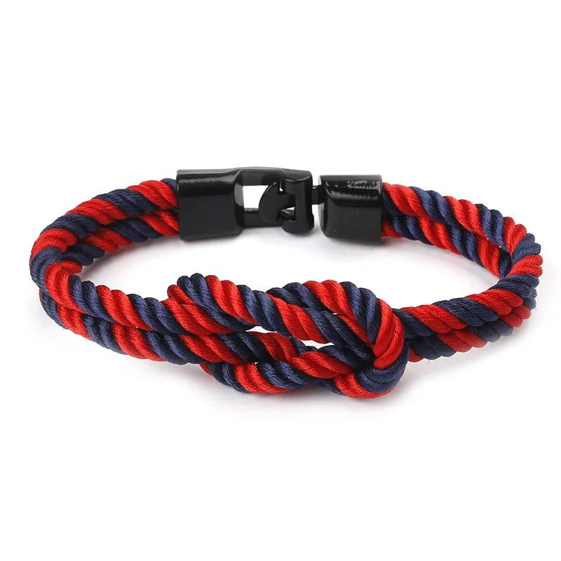 Comfortable Yacht Knot Pulsera de cuerda a rayas Contemporary