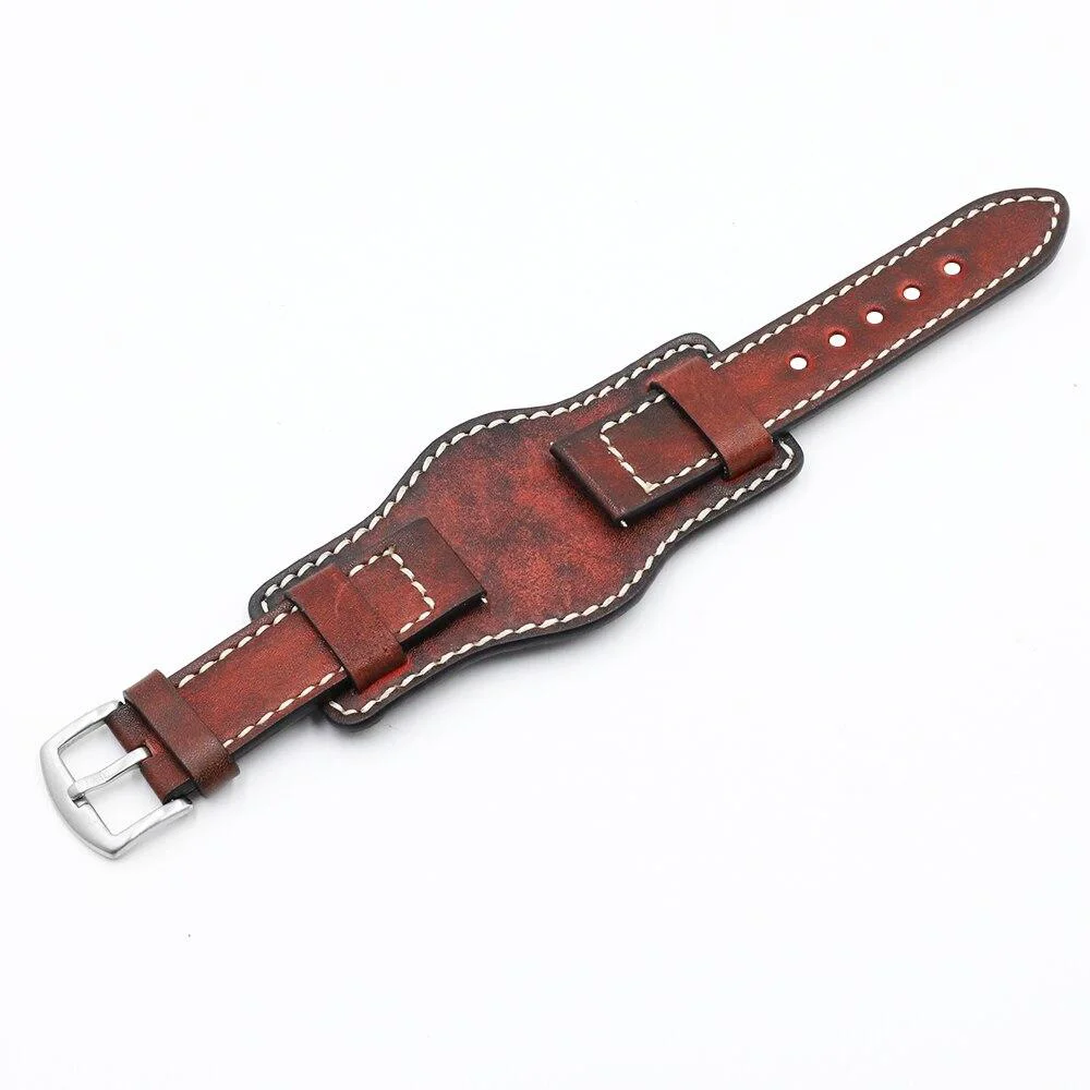 Modern Alphonse Correa de cuero de vaca para reloj Bund con hebilla de lengüeta Elegant