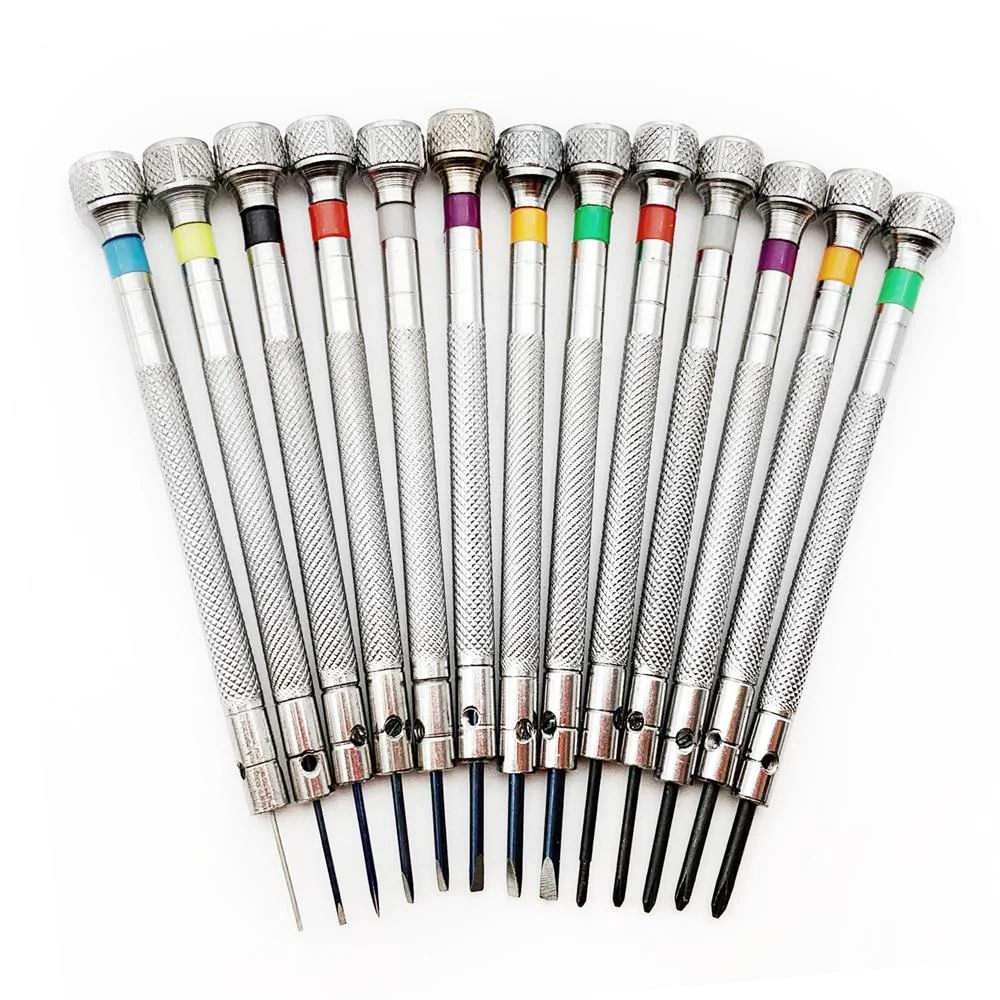 Versatile Juego de 13 destornilladores planos para reparación de relojes 0.6mm-2.0mm High-Grade