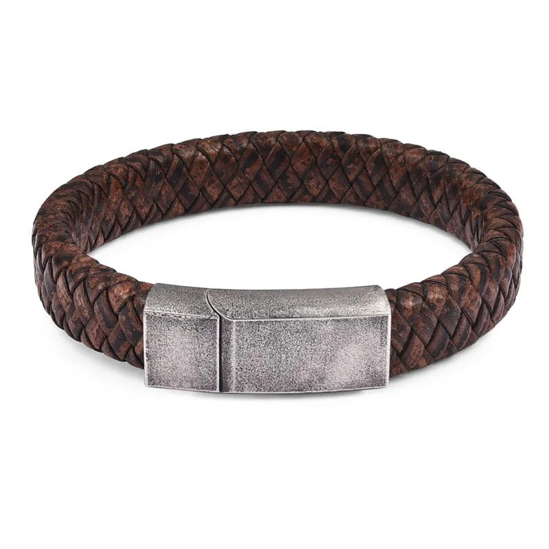 Clean Olaf Pulsera vintage de cuero trenzado Expertly Made