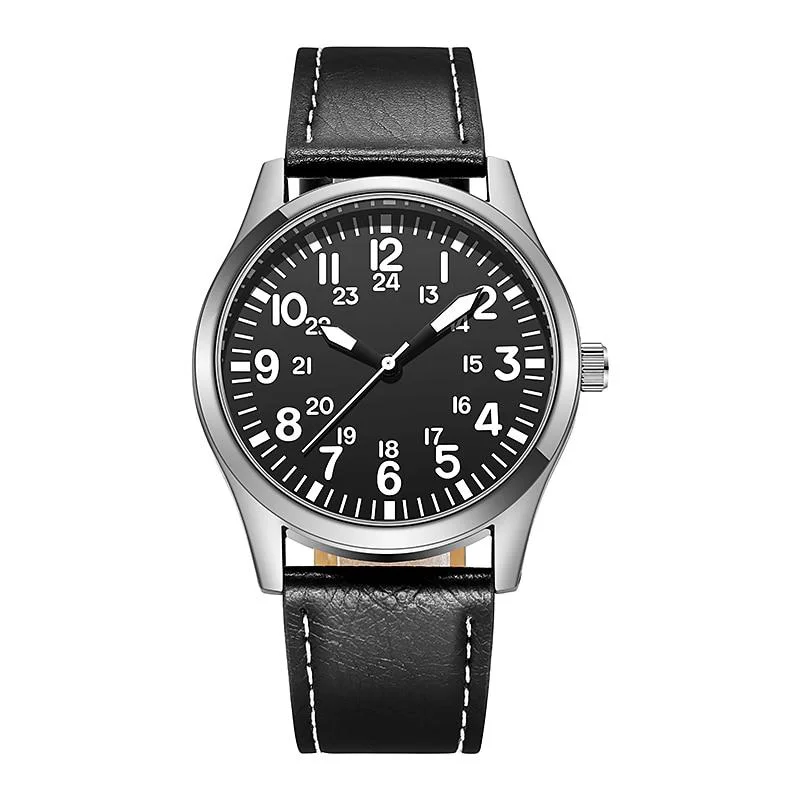 Enhanced Yves Reloj de aviador clásico con correa de piel Verified