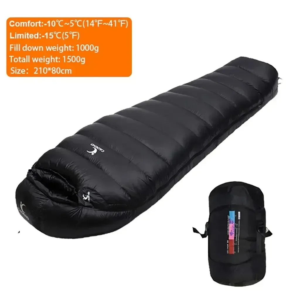 Unique Saco de dormir de plumón de ganso de invierno ligero portátil y cálido para acampar y hacer senderismo al aire libre. Official