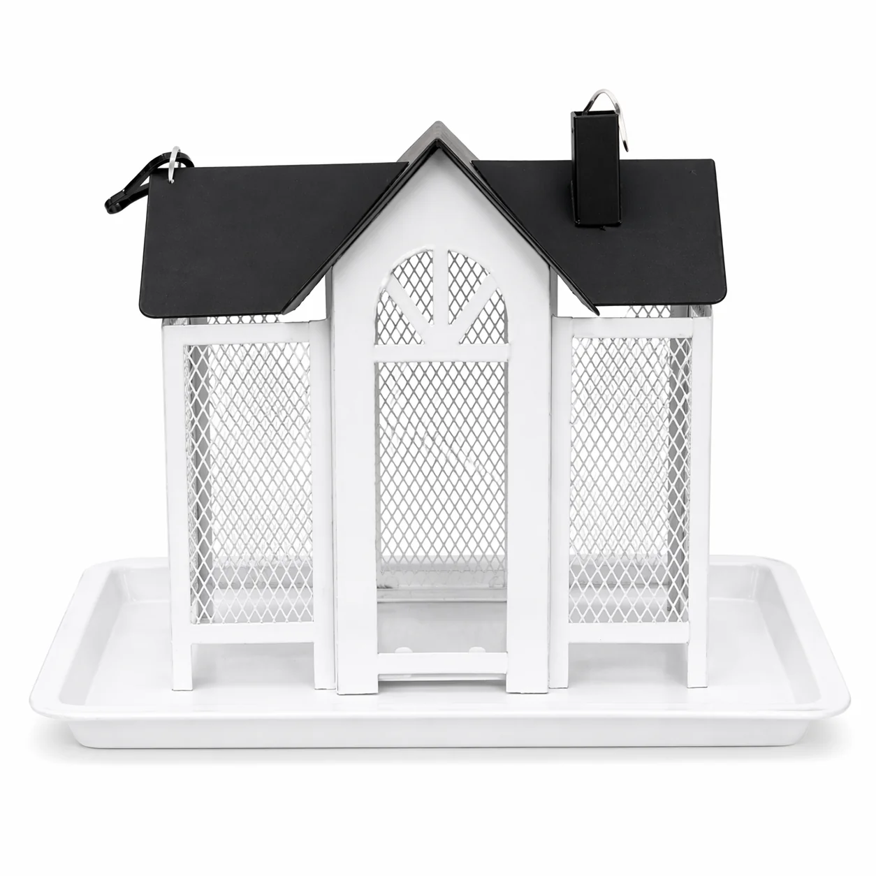 Artisan House-Style Hanging Bird Feeder with Seed Tray Metal High-Quality