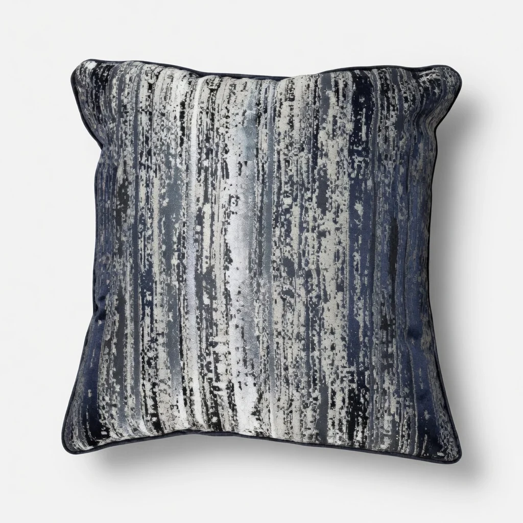 Excellent Distressed Stripe Piped Pillow Cover-18inx18in Authentic