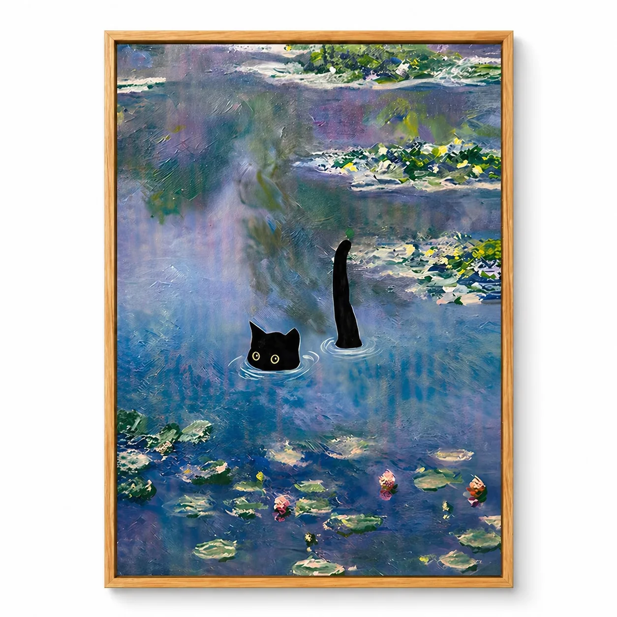 High-Performance Water Lily Cat Canvas Wall Art Gallery-Wrapped Organic