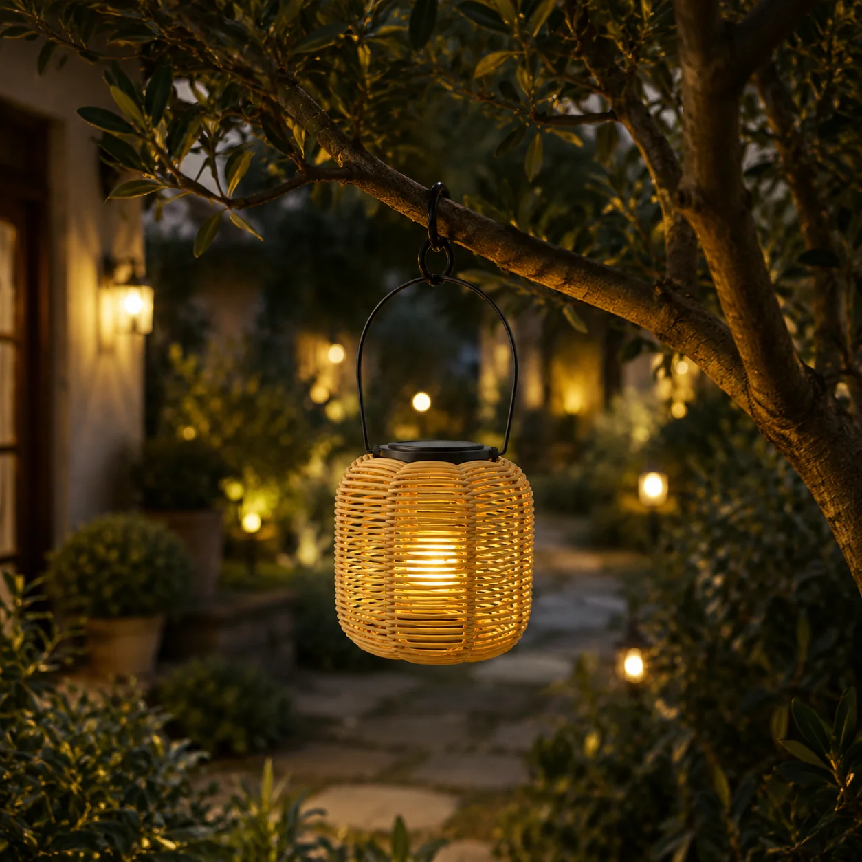 Functional Round Woven Hanging Lantern-Ambient Outdoor Lantern LED Included High-End