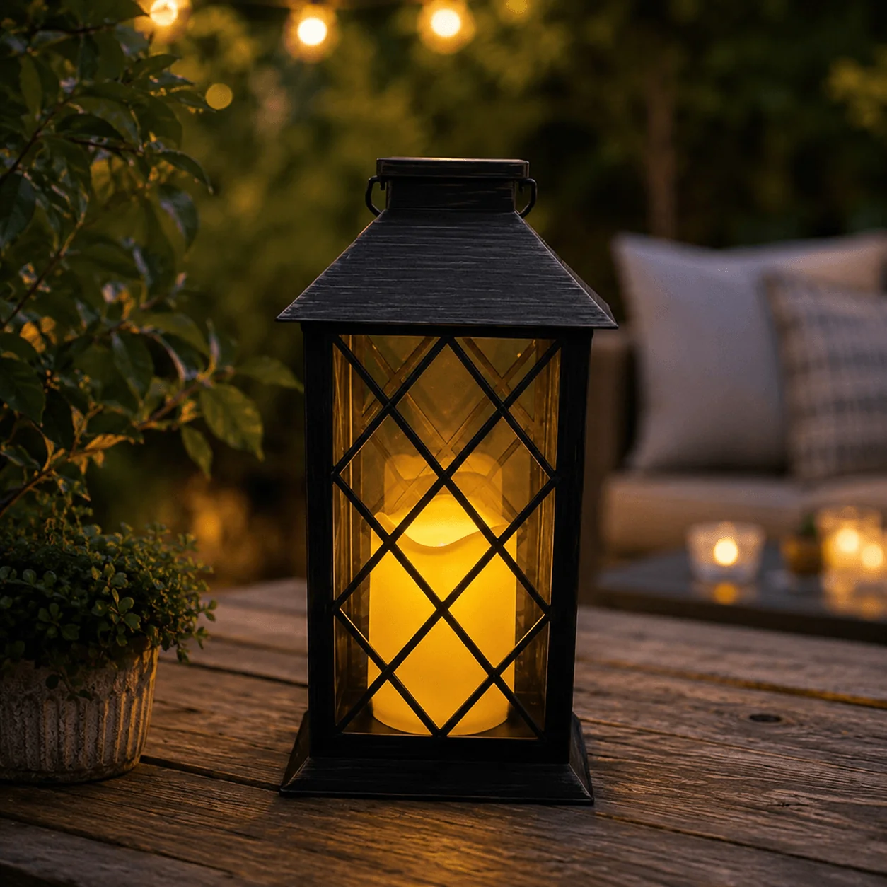 Official Solar LED Faux Candle Lantern with Carry Handle – Antique Copper or Black Flexible