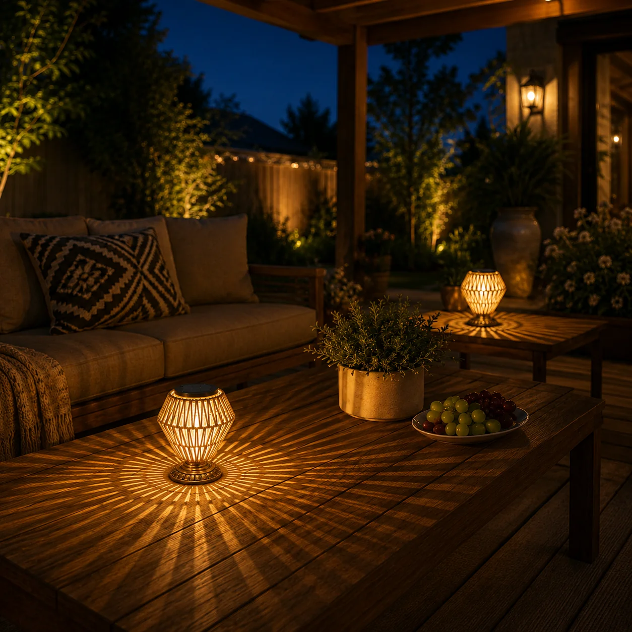 Smooth Shadow-Weave Solar Table Lantern 3000K Original