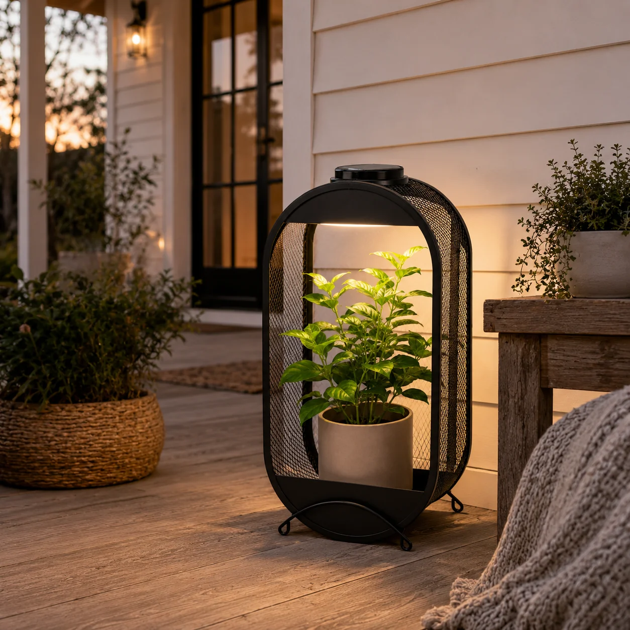 Soft Solar Wall Planter Lantern-Wall-Mounted Display Shelf with Warm Ambient Light Sophisticated