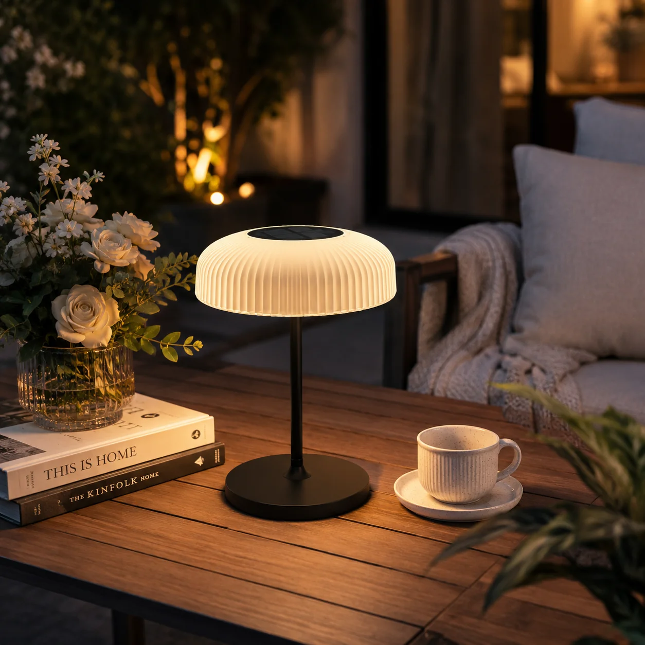 Detailed Mushroom Glow Solar Table Lamp Warm White 3000K Powerful