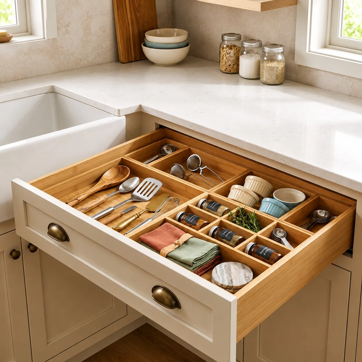Superior Bennett 9-Piece Bamboo Drawer Organizer Set Secure