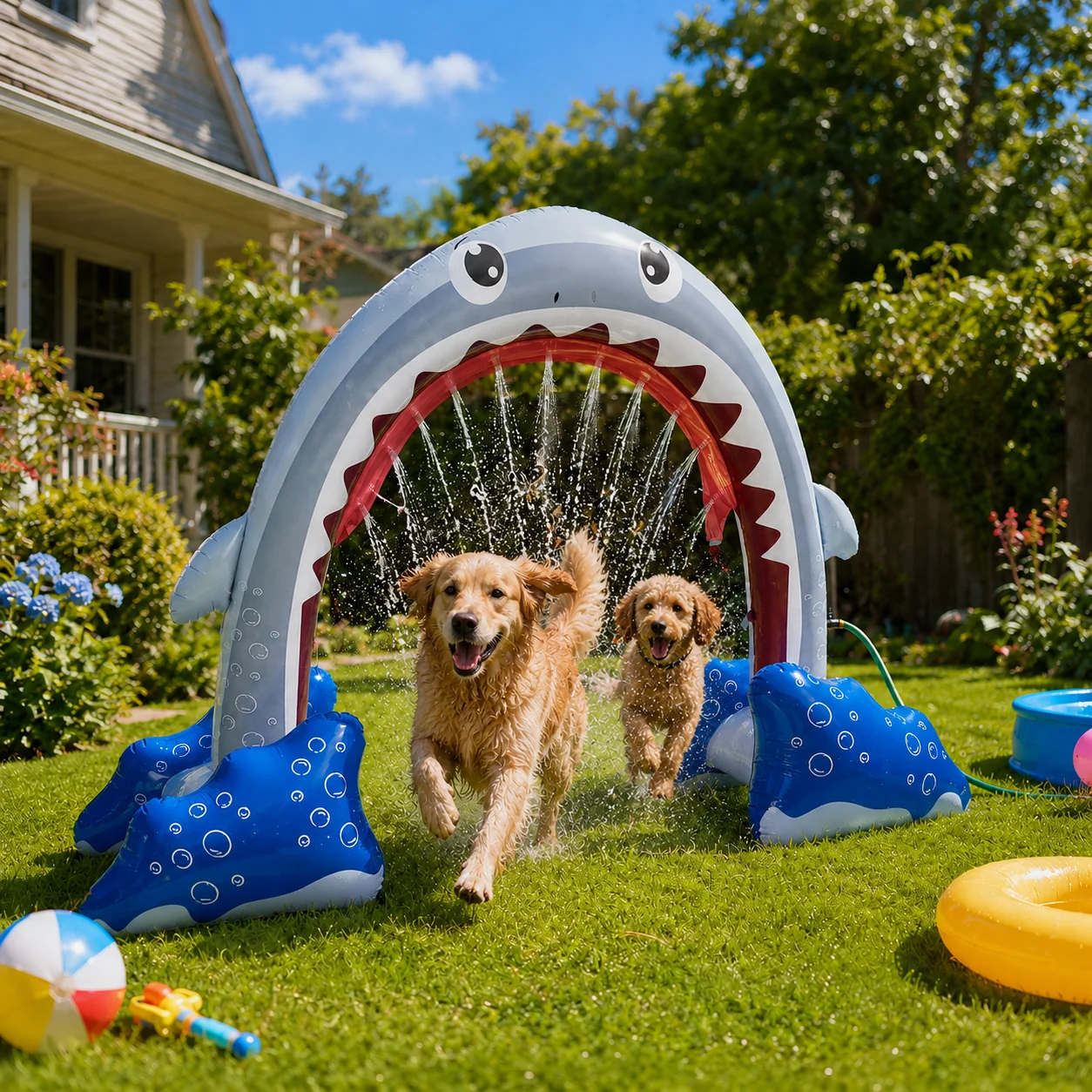 Prestigious Inflatable Shark Sprinkler Arch Soft