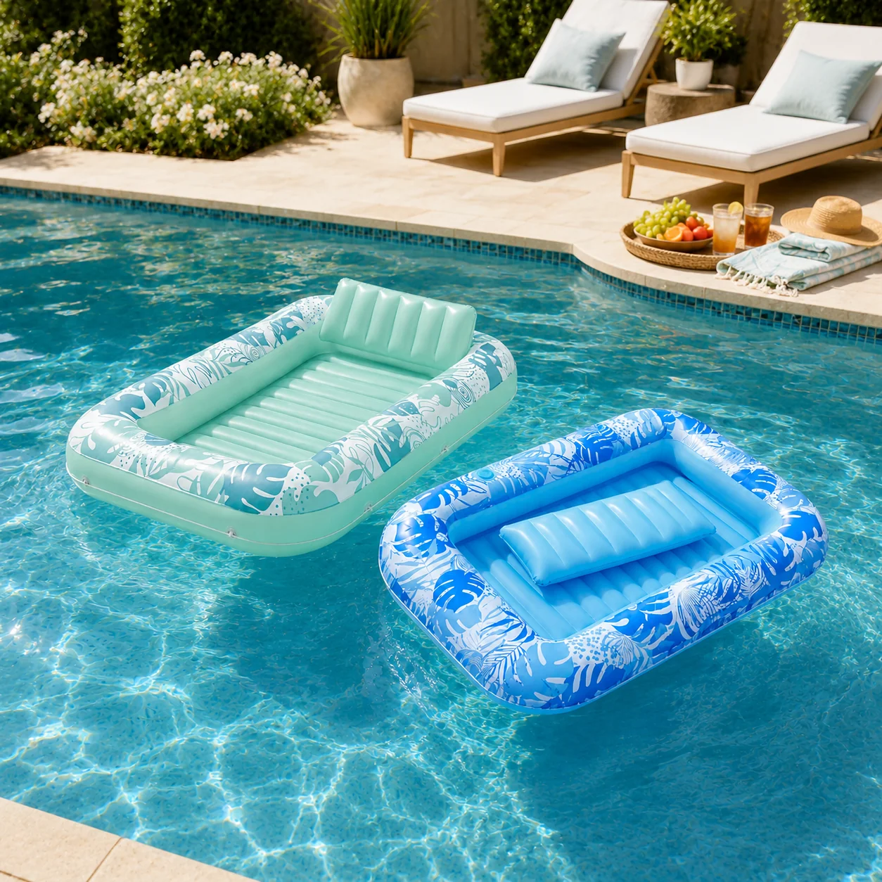 Classic 70-Inch Single-Person Inflatable Tanning Pool Lounger Casual