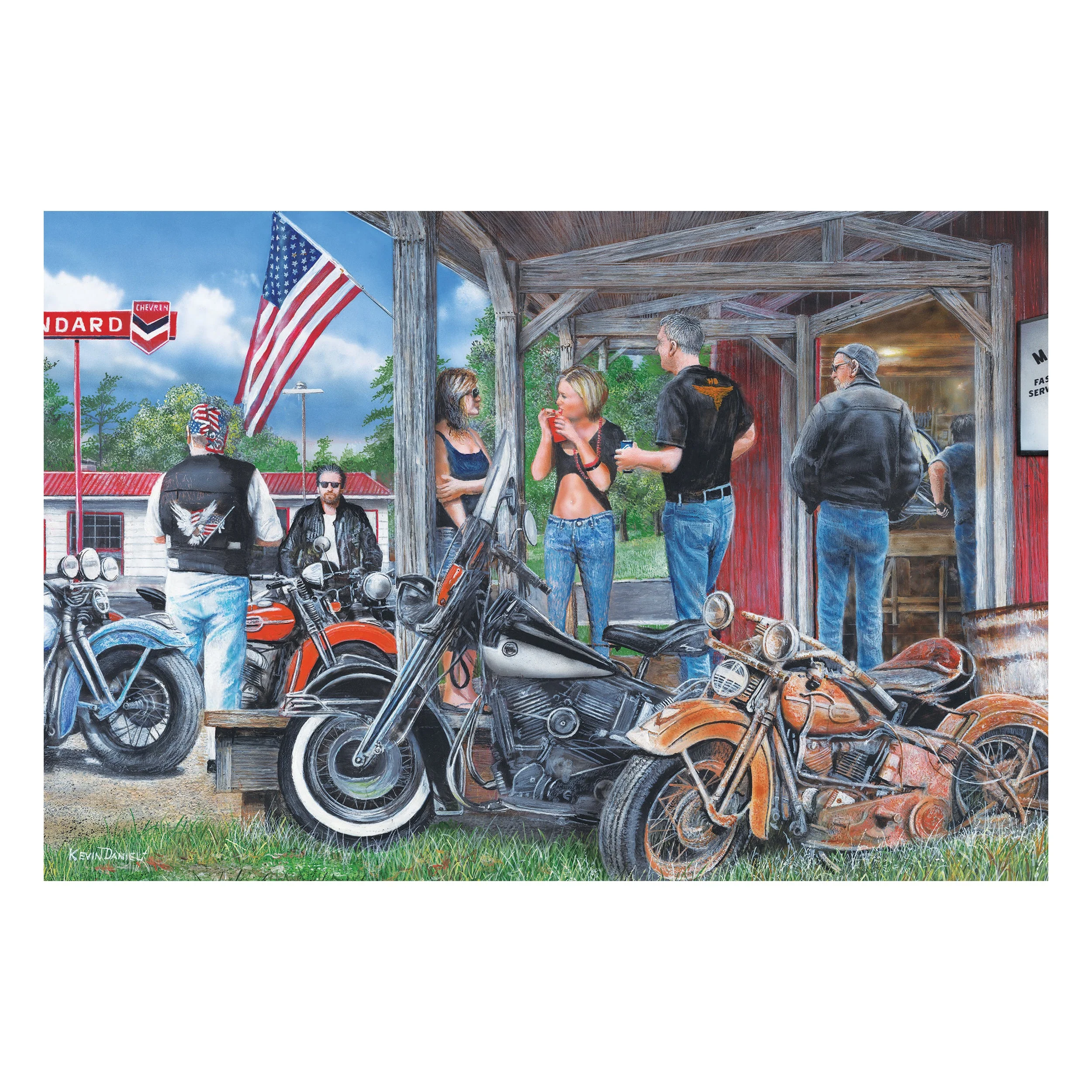 Elegant LED Art 24in x 16in-Rusty Motorcycle Genuine