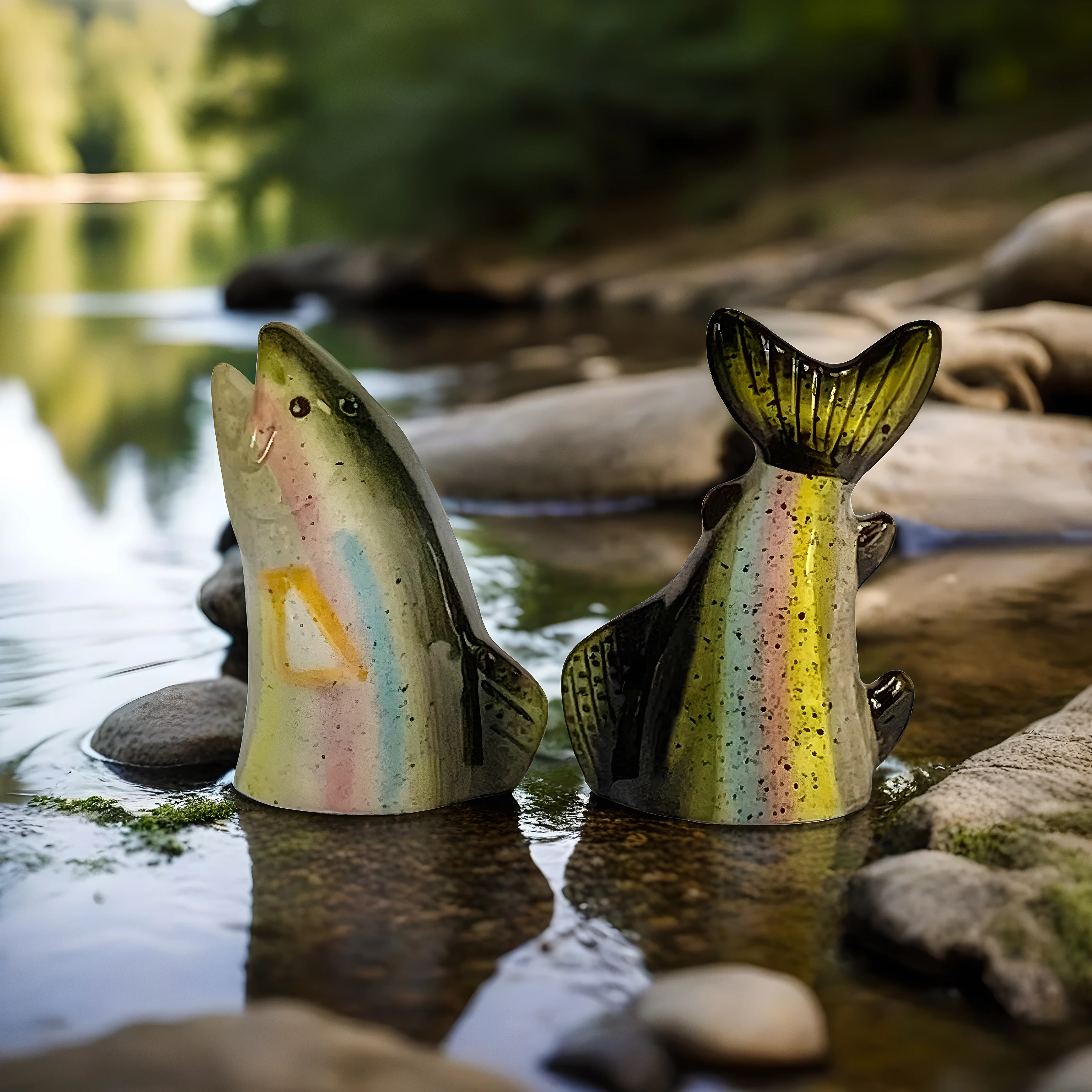 Comfortable Salt and Pepper Shakers-Trout Relaxed