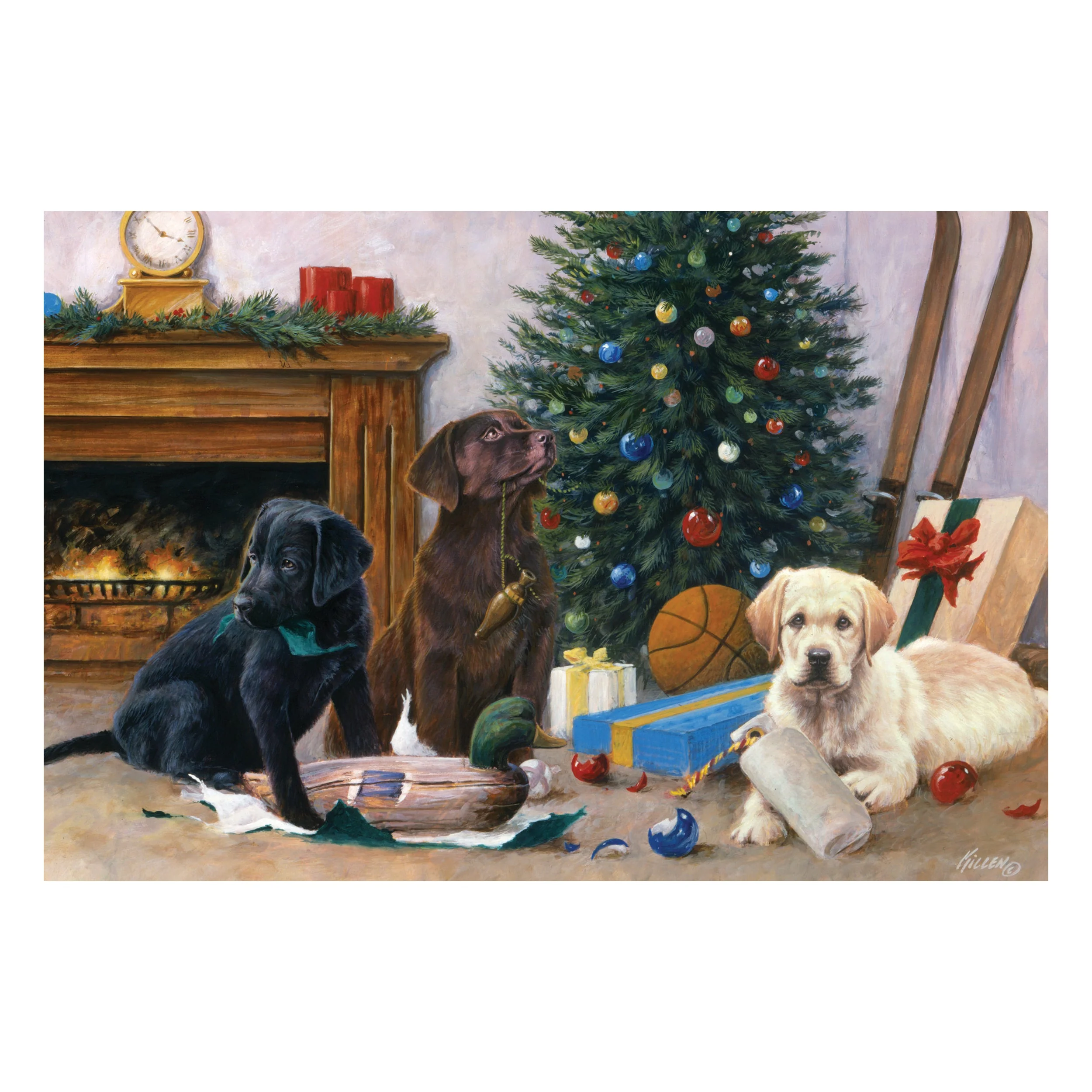 Elite LED Art 24in x 16in-Christmas Pups Certified
