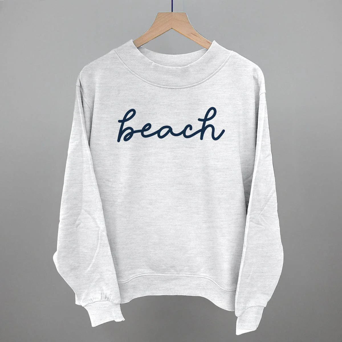 Minimalist Beach Script — Oversized French Terry Mockneck Easy-to-Use