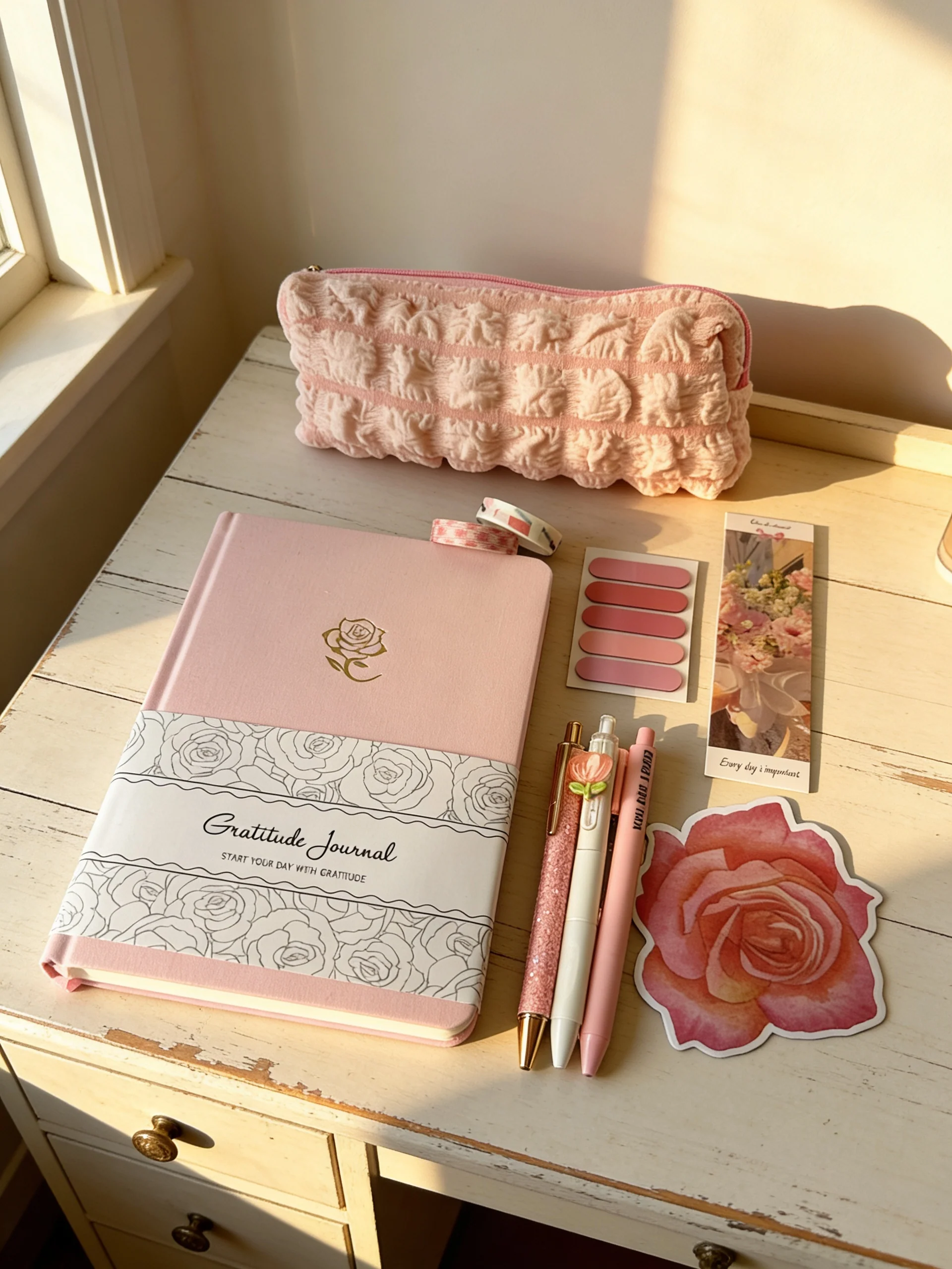 Expertly Made Pink Gratitude Journal Set Quality