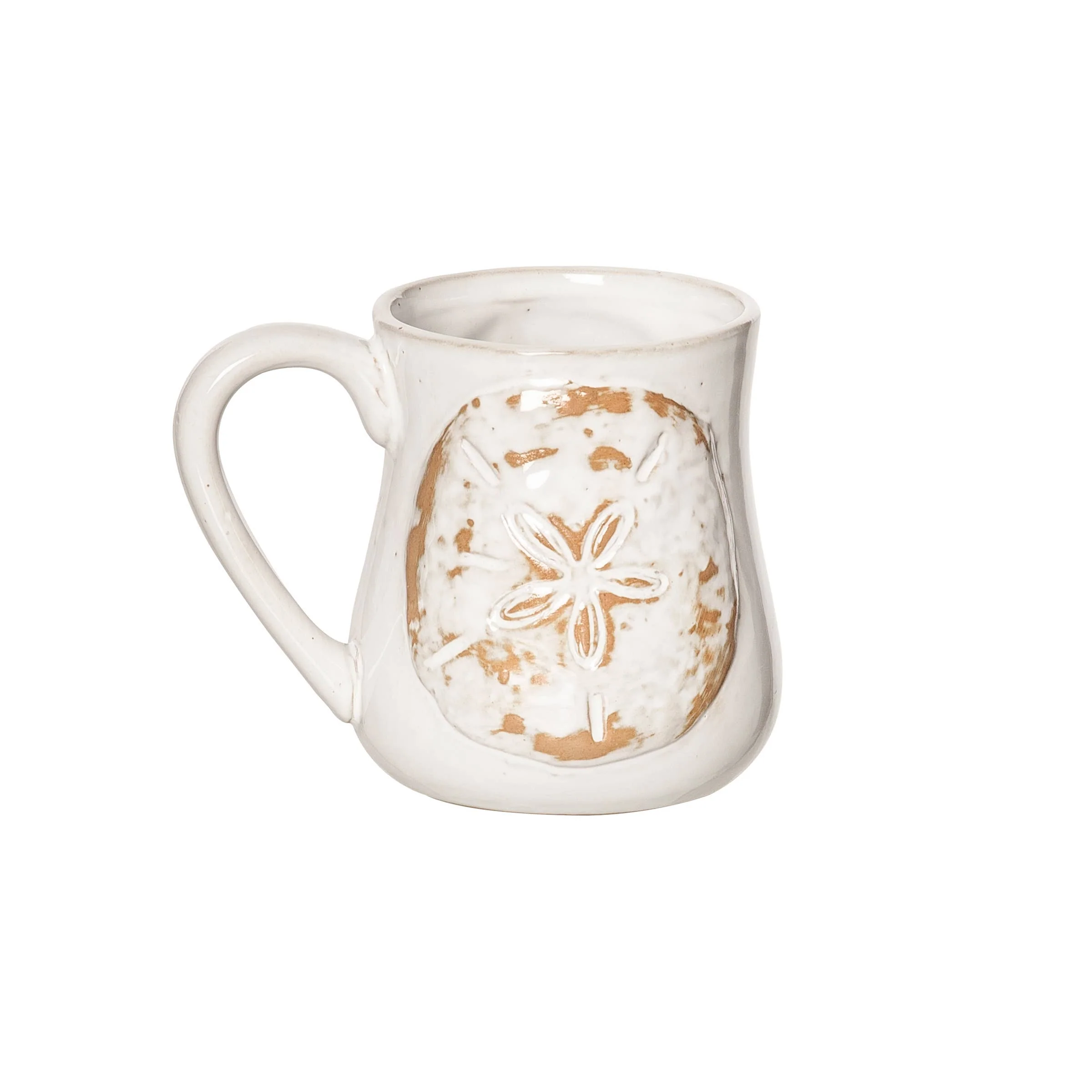 High-Quality Coastal Vibes – White Porcelain Sand Dollar Mug Relaxed
