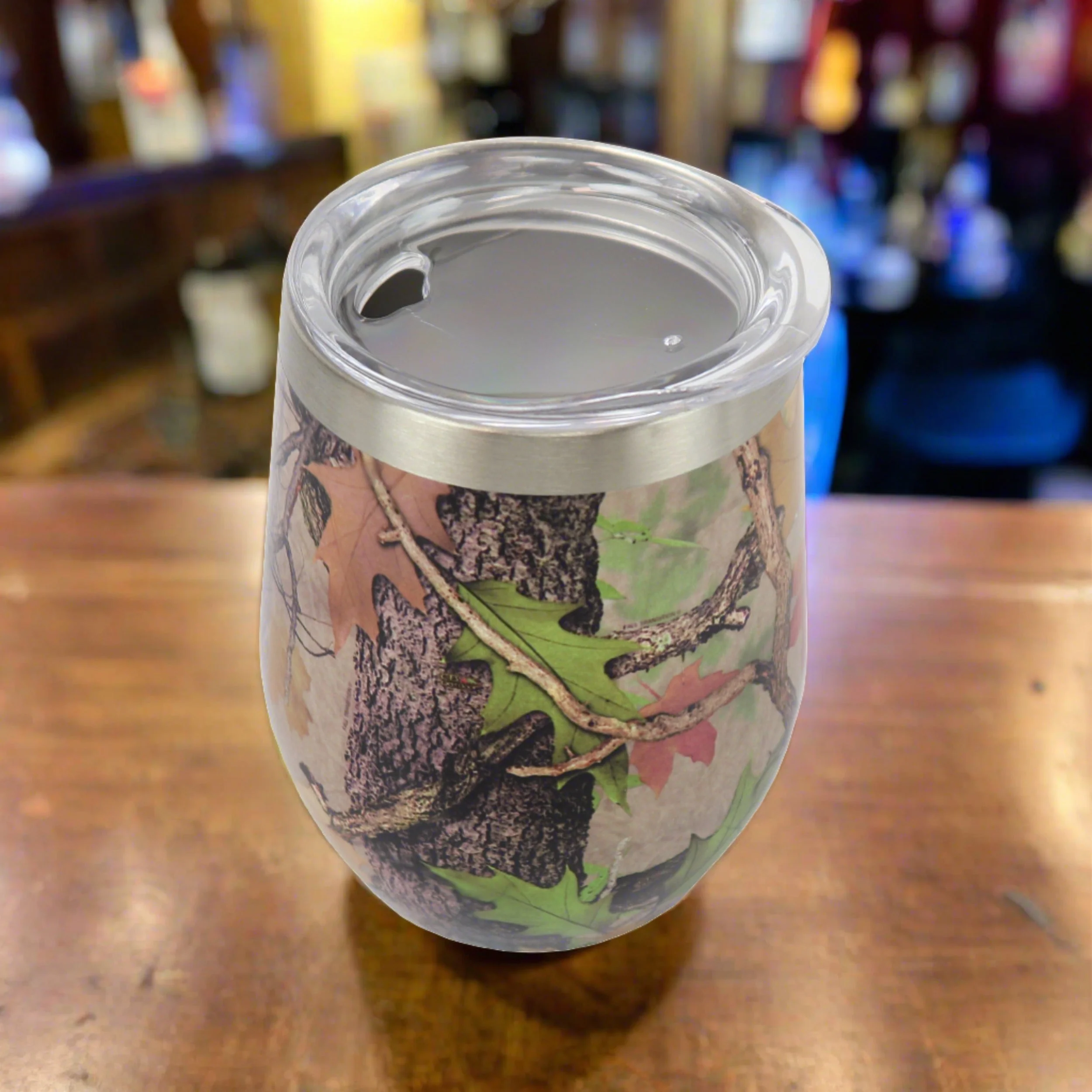 Lightweight Stemless Wine Glass-Camo Classic