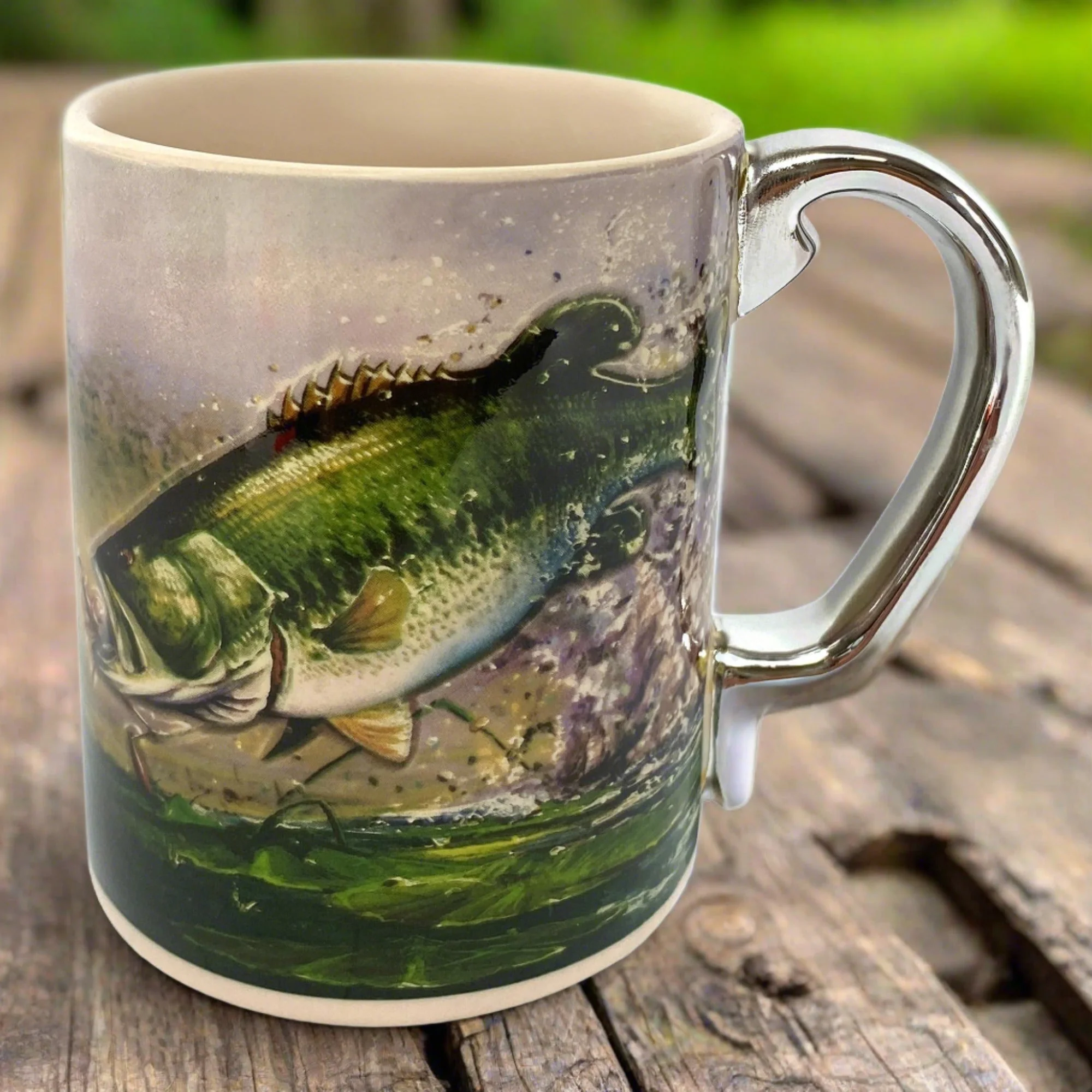 Smooth Ceramic Mug 3D 15oz-Bass Scene Genuine