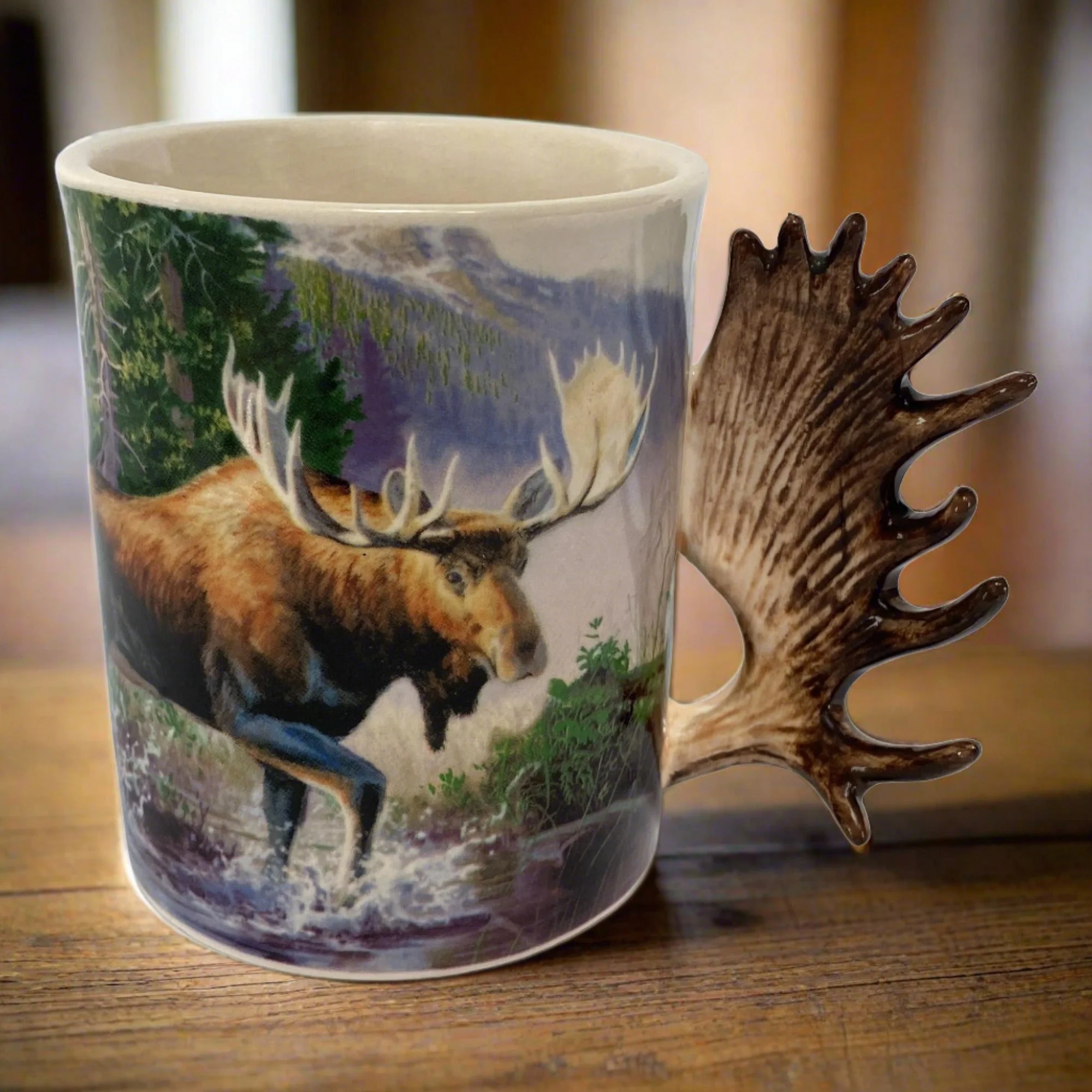 Smooth Ceramic Mug 3D 15oz-Moose Scene Casual