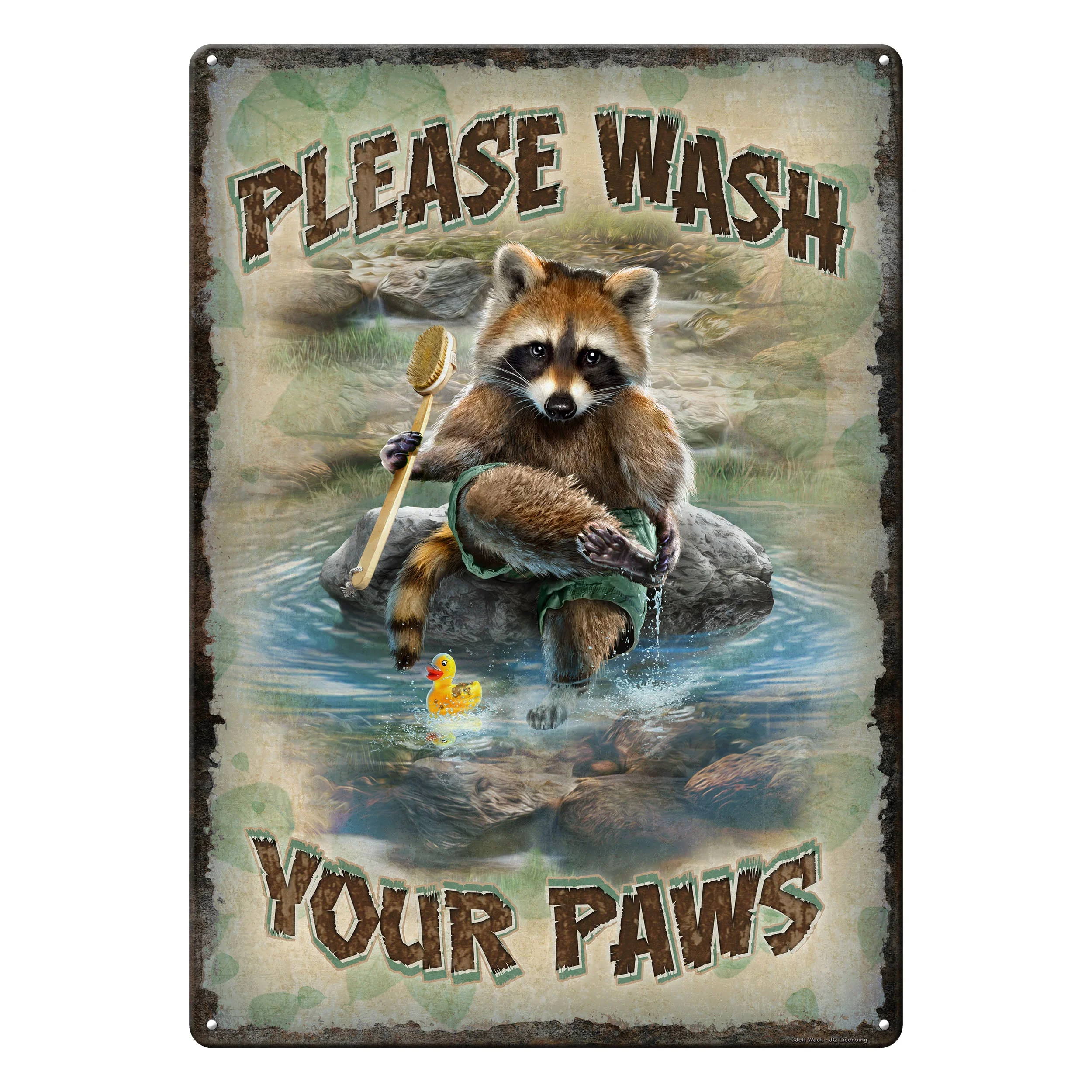 Sustainable Tin Sign 12in x 17in-Wash Your Paws Pure