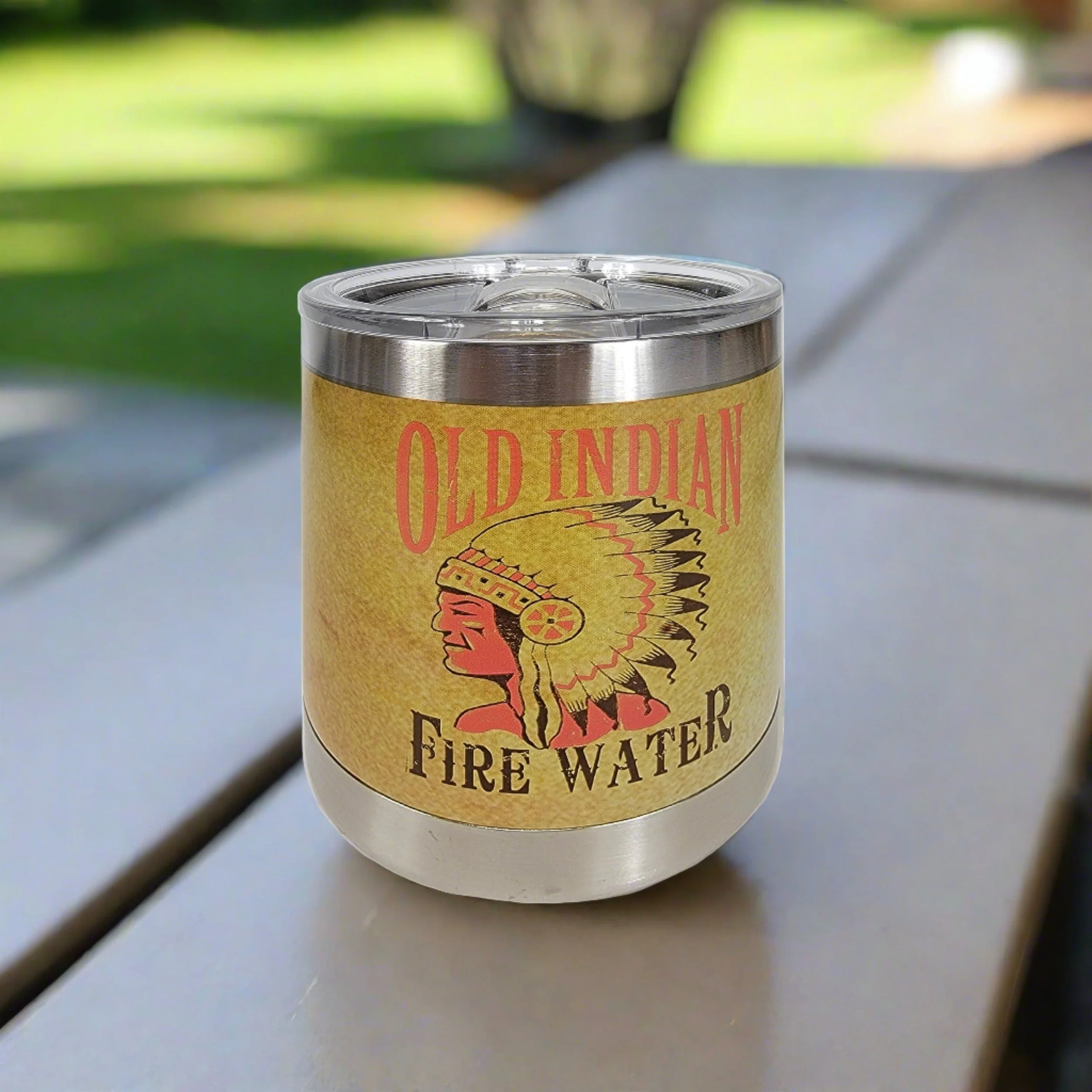Enhanced Tumbler 10oz-Old Indian Fire Water Trusted