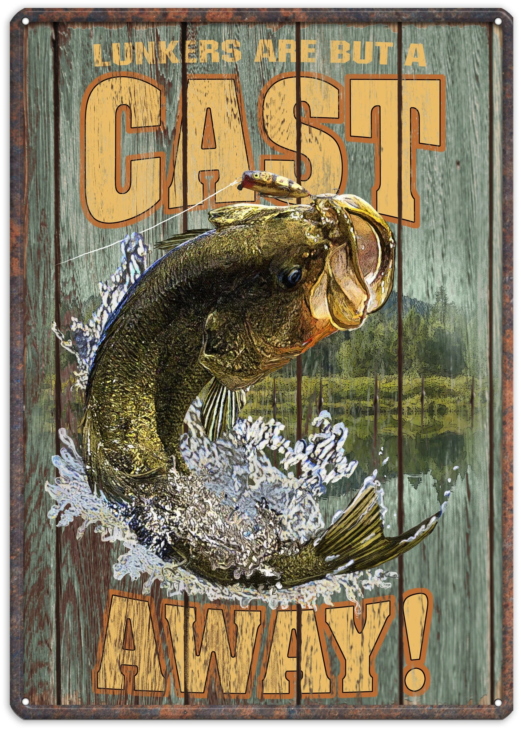 Minimalist Tin Sign 12in x 17in-Lunkers Are A Cast Away Top-Quality