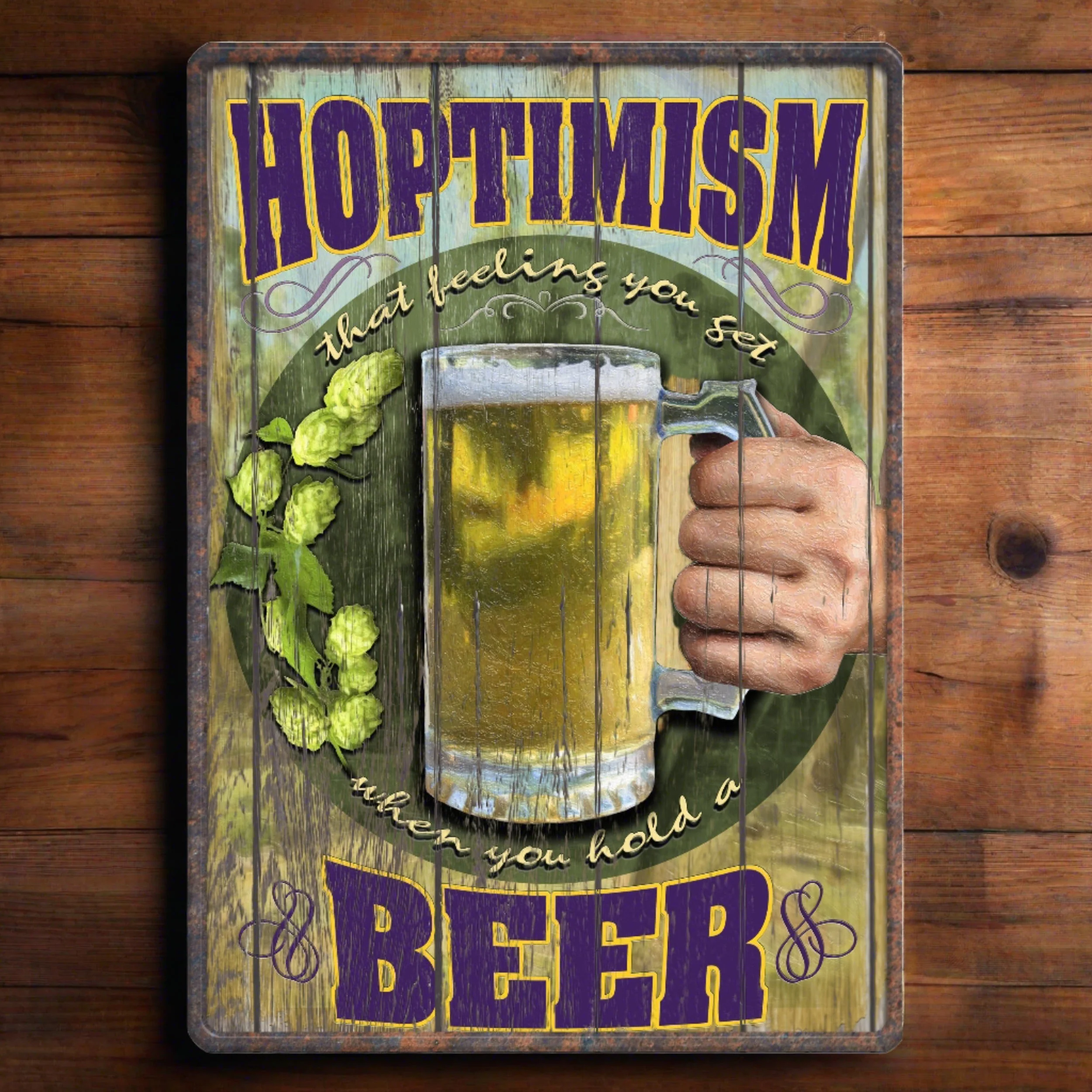 Consistent Tin Sign 12in x 17in-Hoptimism Beer Functional