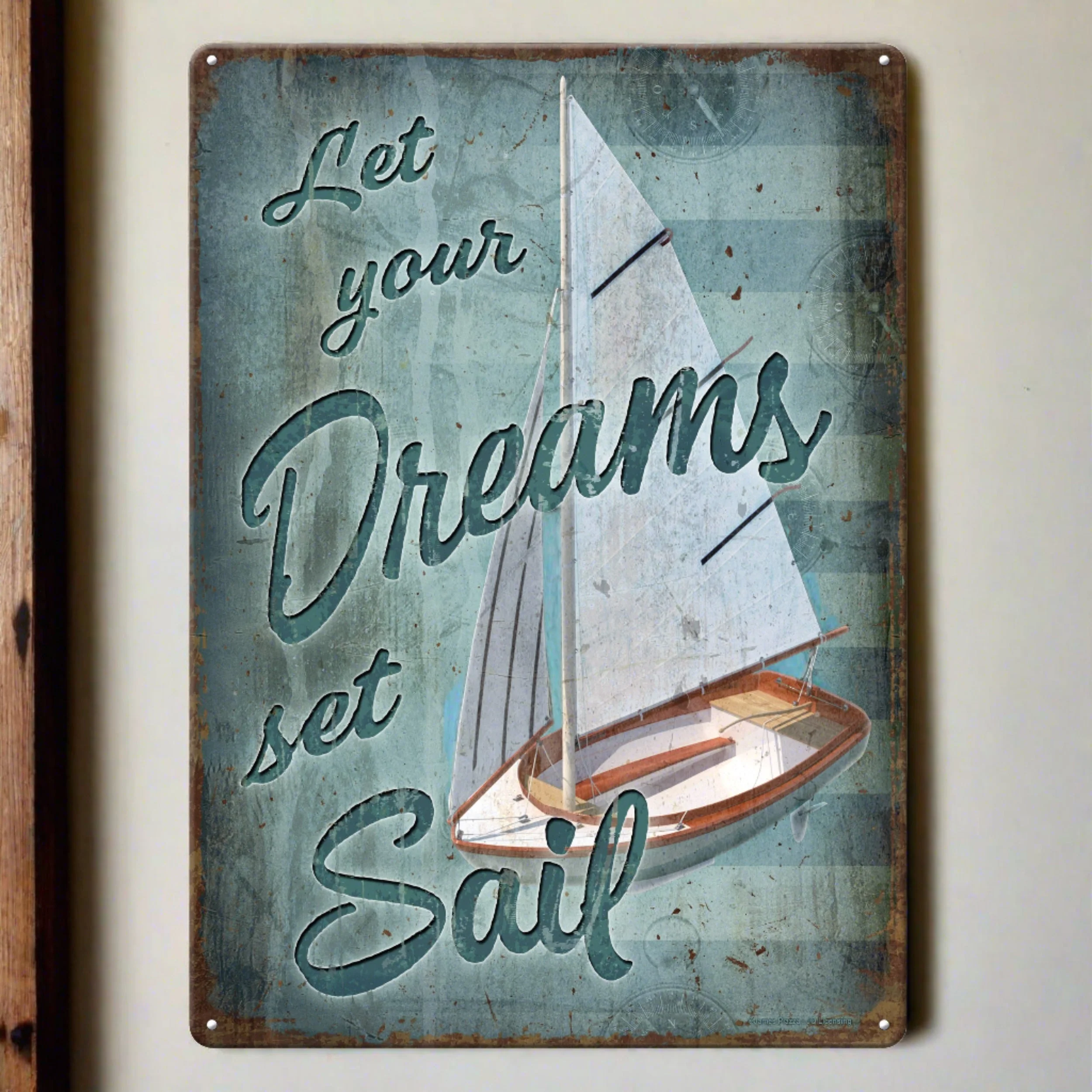 Selected Tin Sign 12in x 17in-Dreams Sail Consistent
