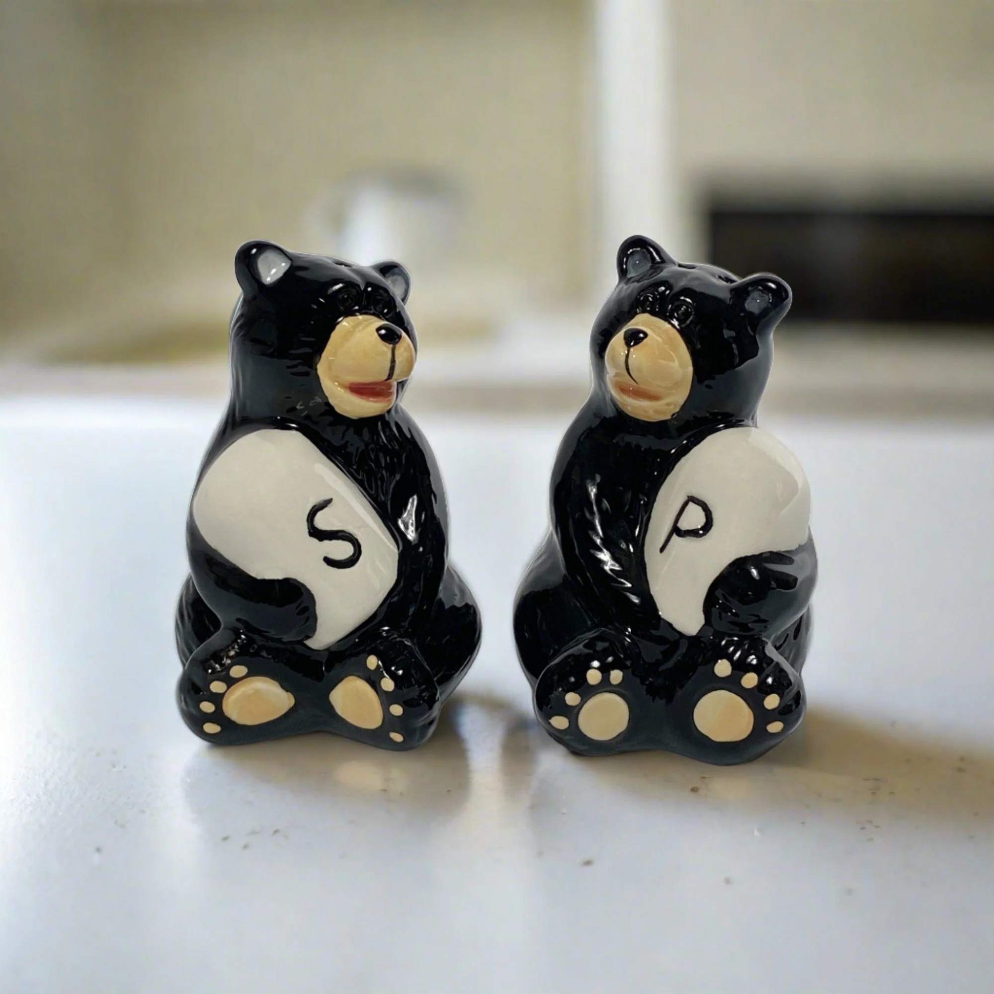 Innovative Salt and Pepper Shakers-Bear Holding Soft