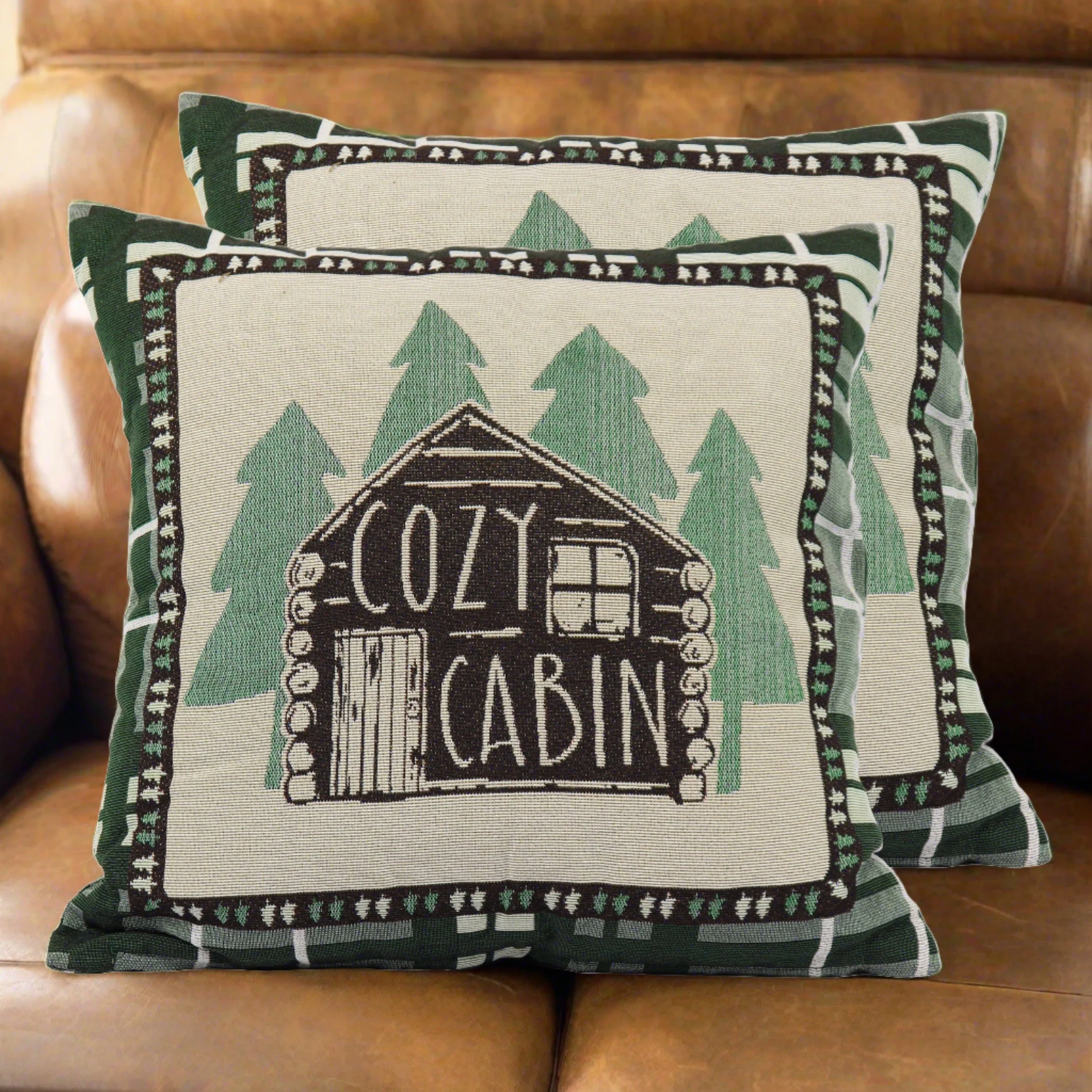 User-Friendly Tapestry Pillow 18in 2pk-Cabin Lightweight