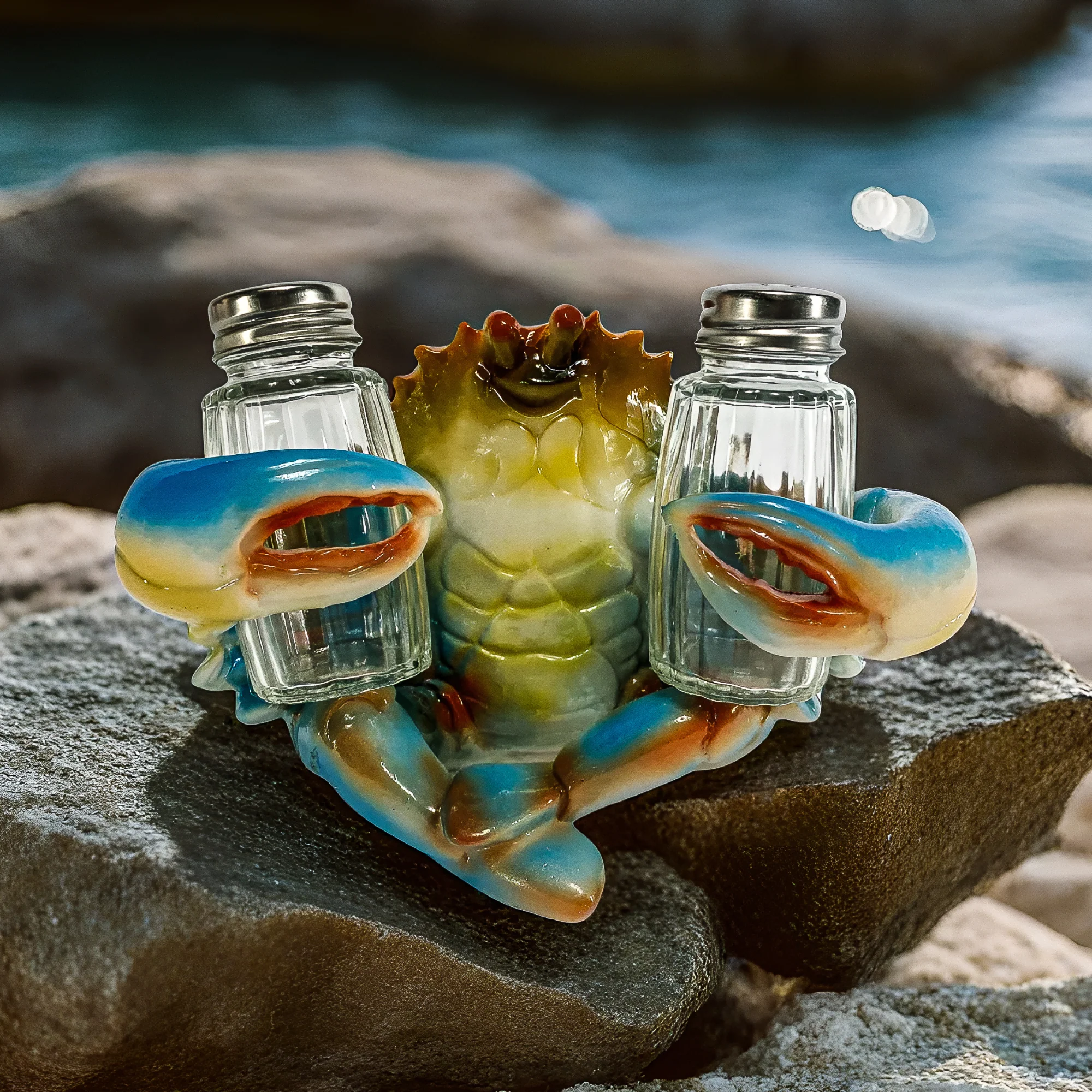 Sophisticated Salt and Pepper Shakers-Blue Crab Smooth